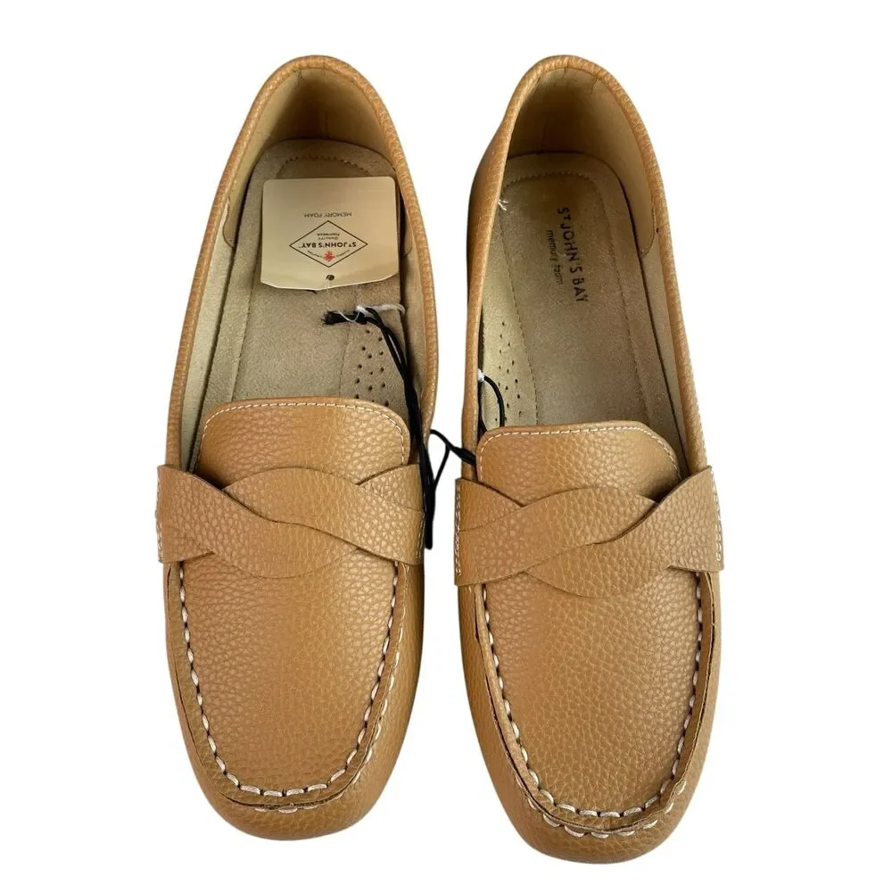 St. John’s Bay Women's Comox Loafers 8M Tan Slip‑On Comfort‎ Memory Foam Casual
